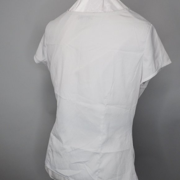 Light Gray White Crepe Cowl Neck Blouse - Picture 3 of 8